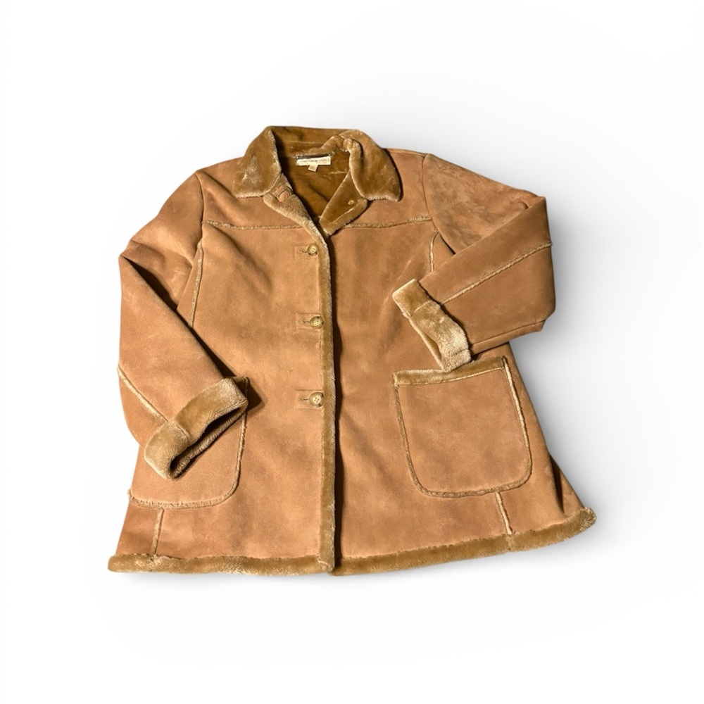 Faux Suede Brown Coat with fur